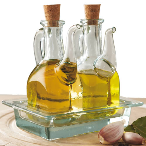 Recycled Glass Oil and Vinegar Pourer Set