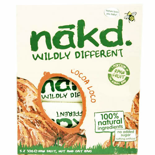 Nakd Cocoa Loco Raw Fruit Nut Oat 4 x 30g bars