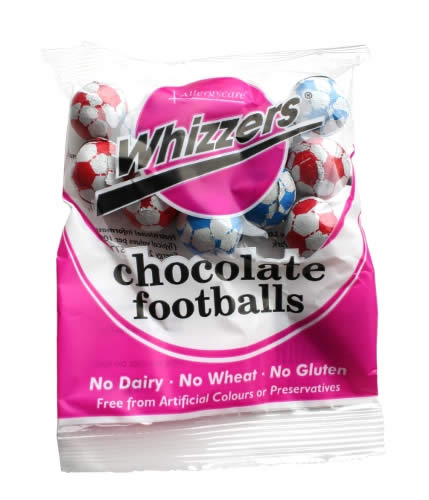 Allergycare Whizzers Chocolate Footballs 50g