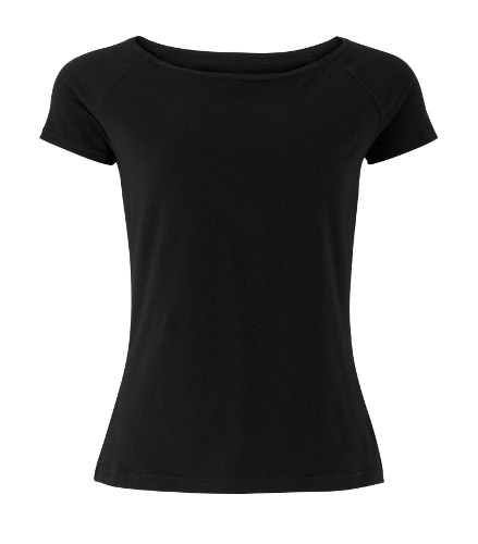 People Tree Cap Sleeve Boat Neck Top Black