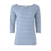 People Tree Organic Jersey Cotton Stripe Boat Neck Top - Blue