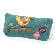 Embroidered Bird Pencil Case