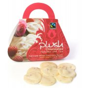 Plush Fairtrade White Chocolate Petals with Raspberry & Rose 70g