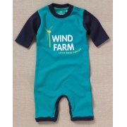 Wind Farm Baby Playsuit (Turquoise/Navy)