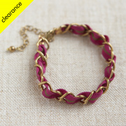 Pink Woven Ribbon Bracelet