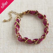 Pink Woven Ribbon Bracelet
