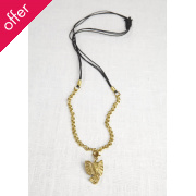 People Tree Brass Elephant Charm Necklace