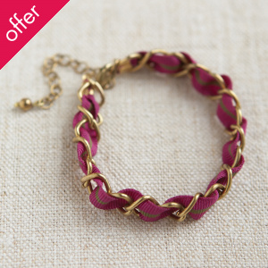 Pink Woven Ribbon Bracelet