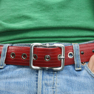 Recycled Fire Hose Studded Belt One Prong Buckle