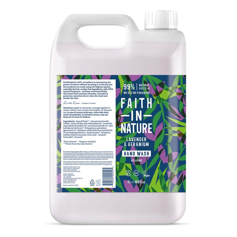 Faith in Nature Lavender & Geranium Hand Wash - 5L