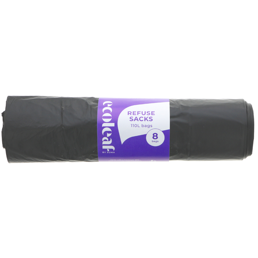 Ecoleaf Recycled Refuse Sacks - 110L - Roll of 8