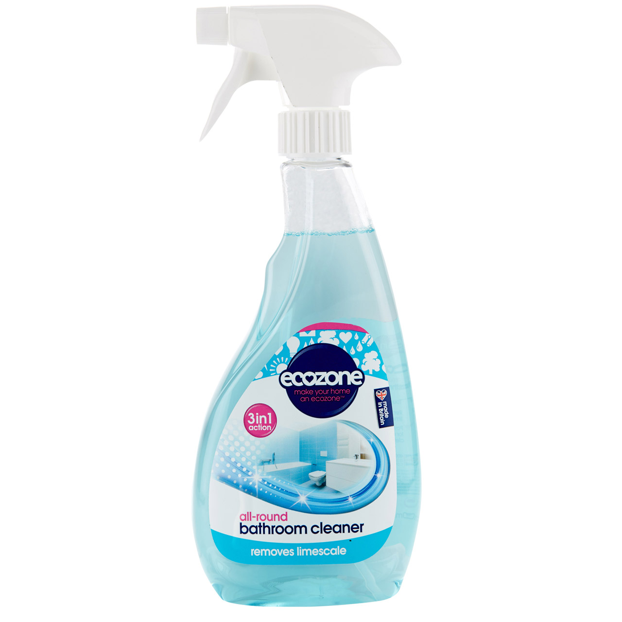 Image of Ecozone 3 in 1 Bathroom Cleaner and Limescale Remover - 500ml