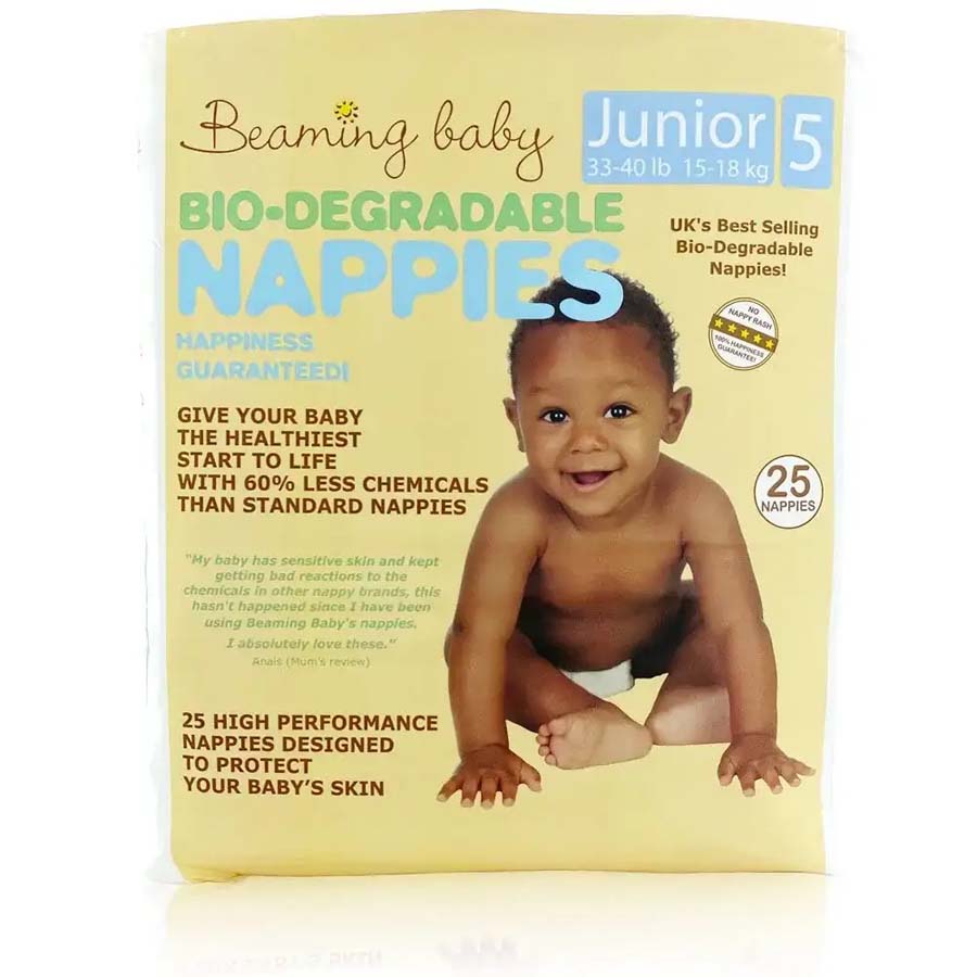 Beaming Baby Biodegradable Nappies - Junior - Size 5 - Pack of 25