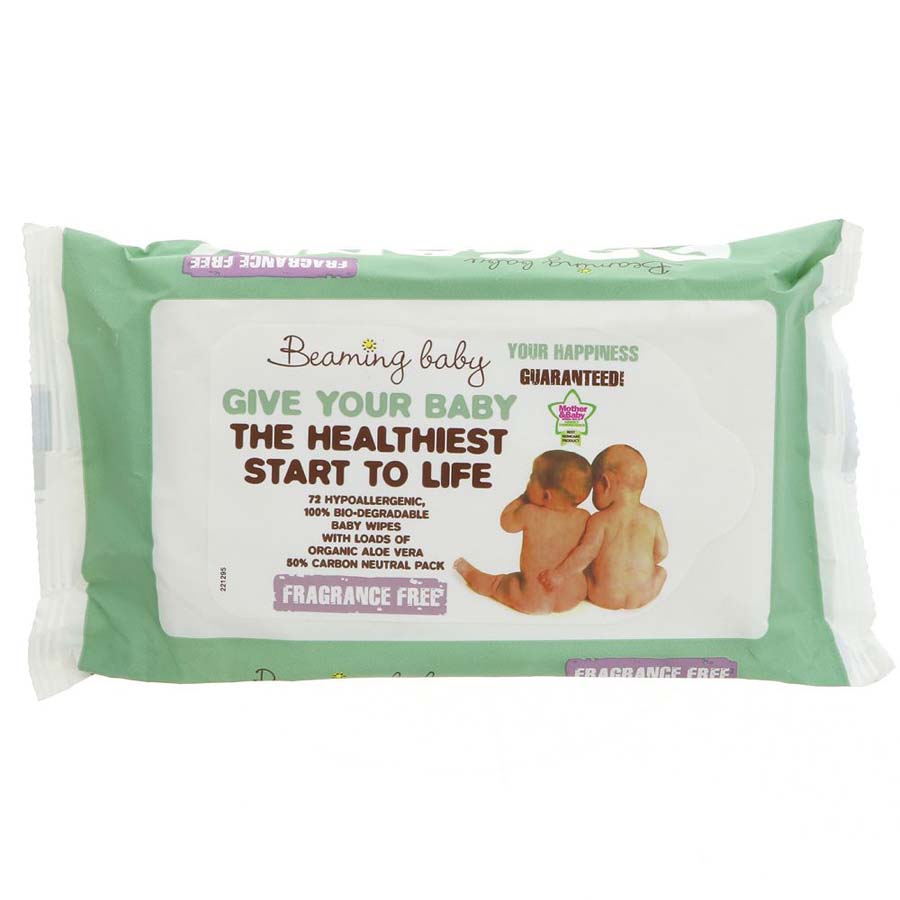 Beaming Baby Organic Baby Wipes - Fragrance Free 72 Sheets