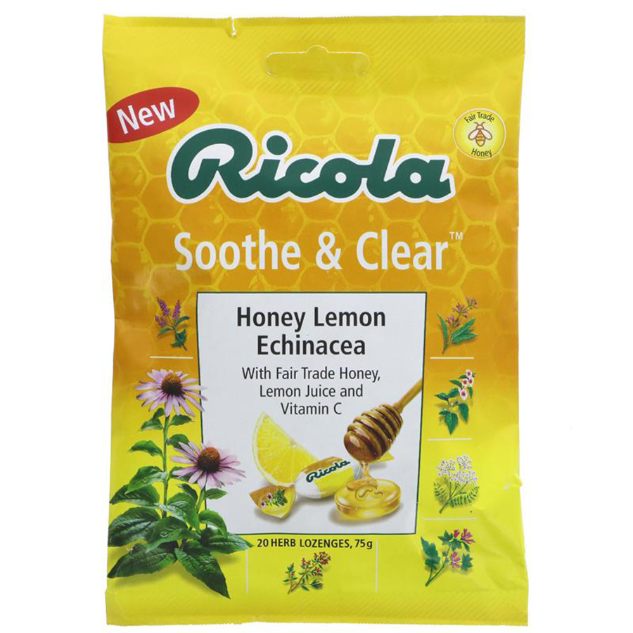 Ricola Swiss Herbal Drops Bag - Honey  Lemon & Echinacea - 75g