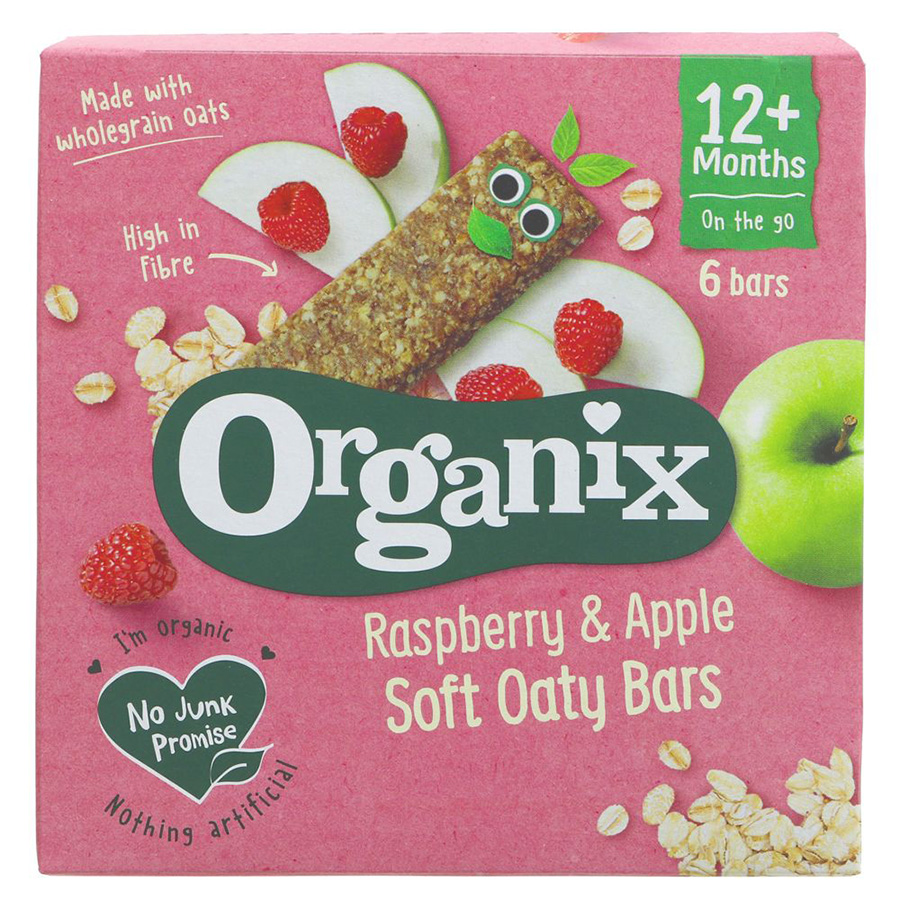 Organix Raspberry & Apple Soft Oaty Bars - 6 x 23g