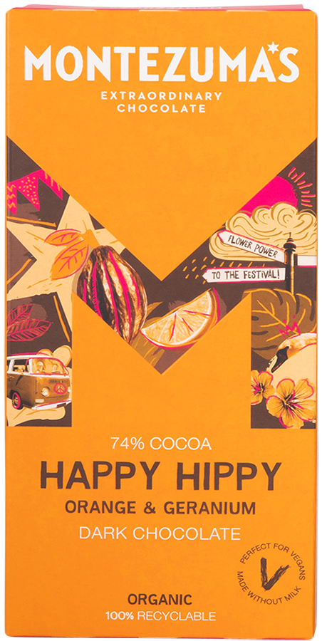 Montezuma's Happy Hippy Organic Orange & Geranium Dark Chocolate - 90g