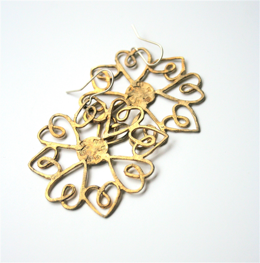 La Jewellery Brass Heartflake Earrings
