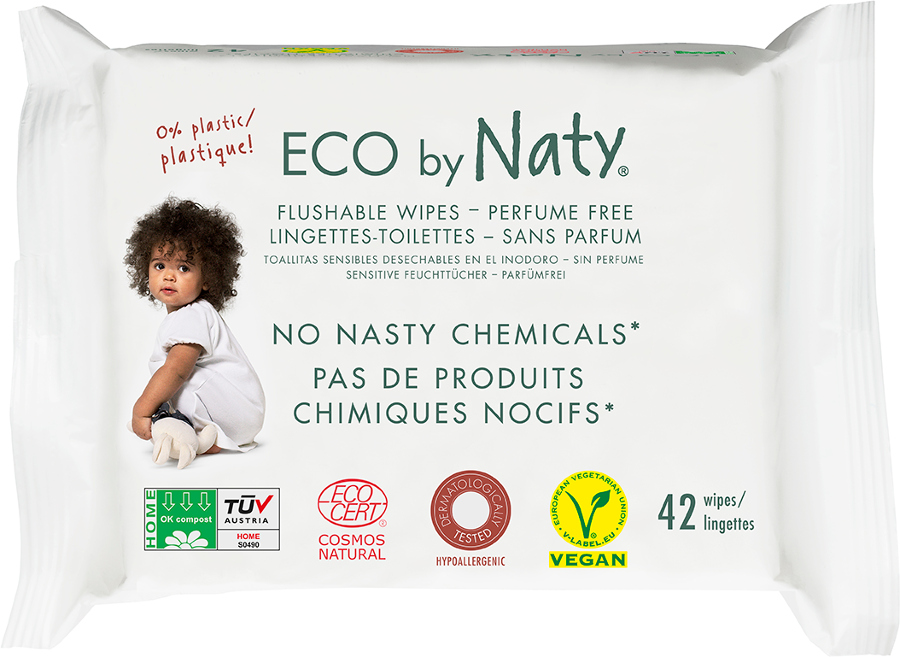 Eco by Naty Unscented Flushable Wipes - Pack of 42