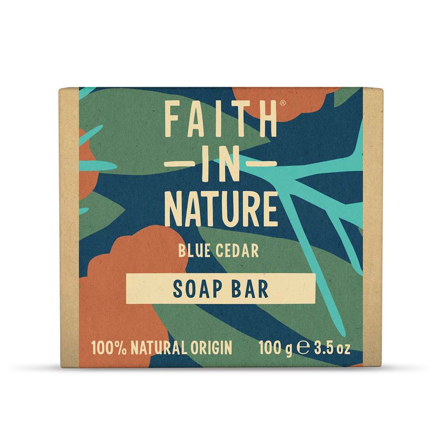 Faith In Nature Mens Blue Cedar Bar Soap - 100g