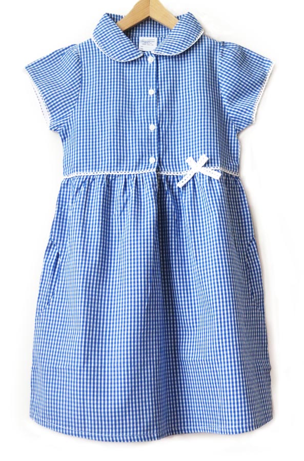 Organic Cotton Blue Gingham Summer Dress - 11yrs Plus