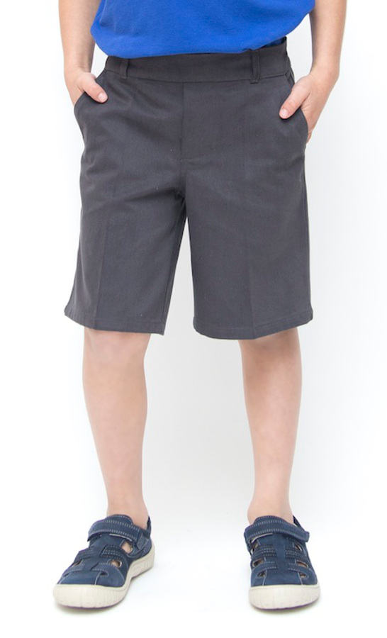 Boys Classic Fit Organic Cotton School Shorts - Grey - 8yrs Plus