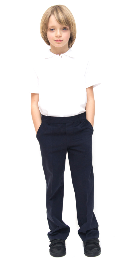 Boys Classic Fit Organic Cotton School Trousers - Navy - 3yrs Plus ...