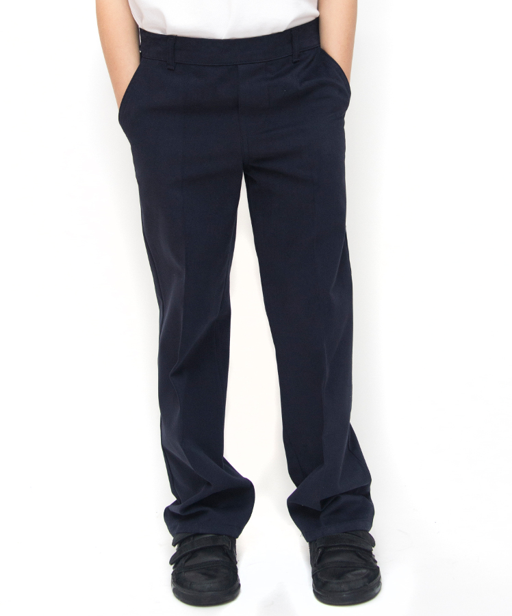 Boys Classic Fit Organic Cotton School Trousers - Navy - 5yrs Plus
