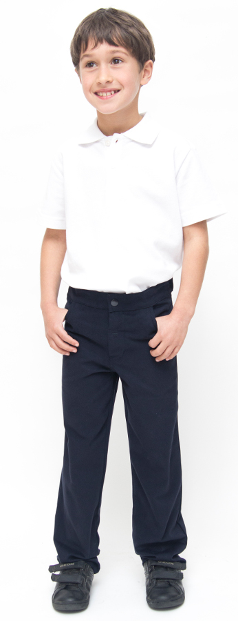 Boys Slim Fit Organic Cotton School Trousers - Navy - 11yrs Plus
