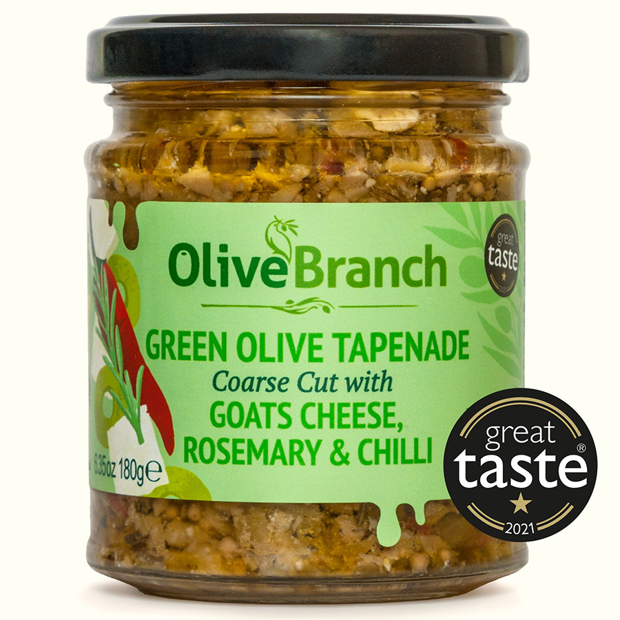 Olive Branch Chunky Tapenade - Green Olives With Goats Cheese  Rosemary & Chilli - 180g