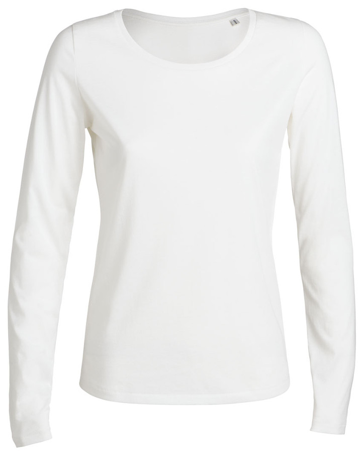 Womens Organic Cotton Scoop Neck Long Sleeve T-shirt - Natural ...