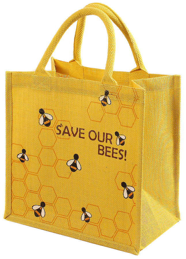 Reusable Jute Shopping Bag - Save Our Bees