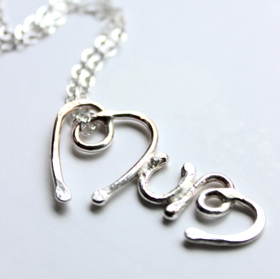 LA Jewellery Fair Trade 'Mums The Word' Recycled Silver Necklace