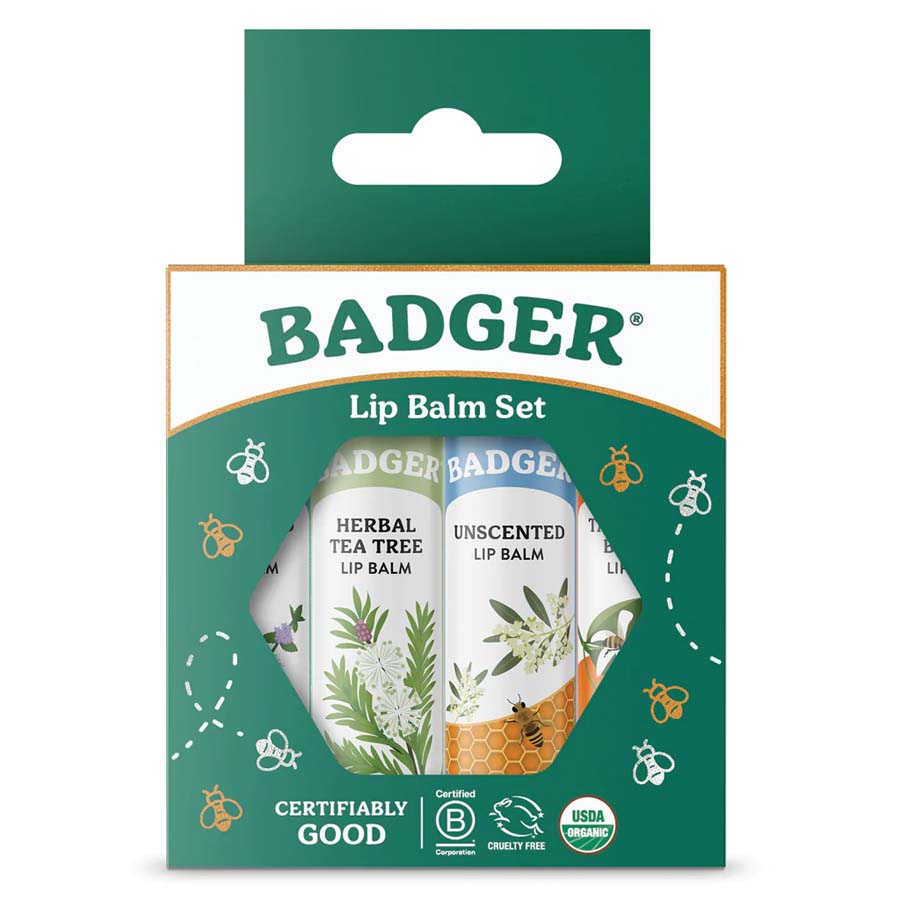 Badger Classic Lip Balm Set - Green - Pack of 4