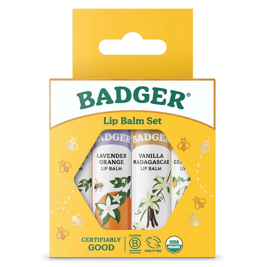 Badger Classic Lip Balm Set - Gold - Pack of 4