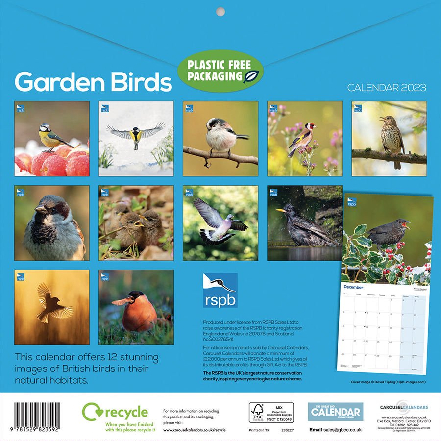 RSPB Garden Birds 2023 Wall Calendar Natural Collection Select