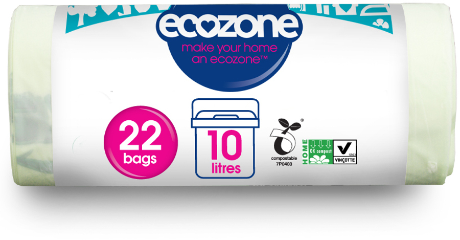 Ecozone Eco Compostable Caddy Liners - 10L - Roll of 22