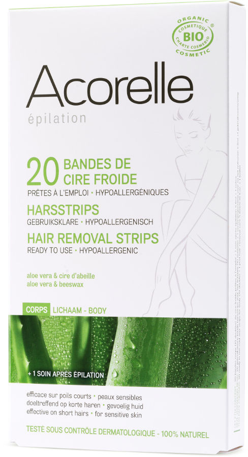 Acorelle Ready to use Strips - Legs - Aloe Vera & Beeswax - 20 strips