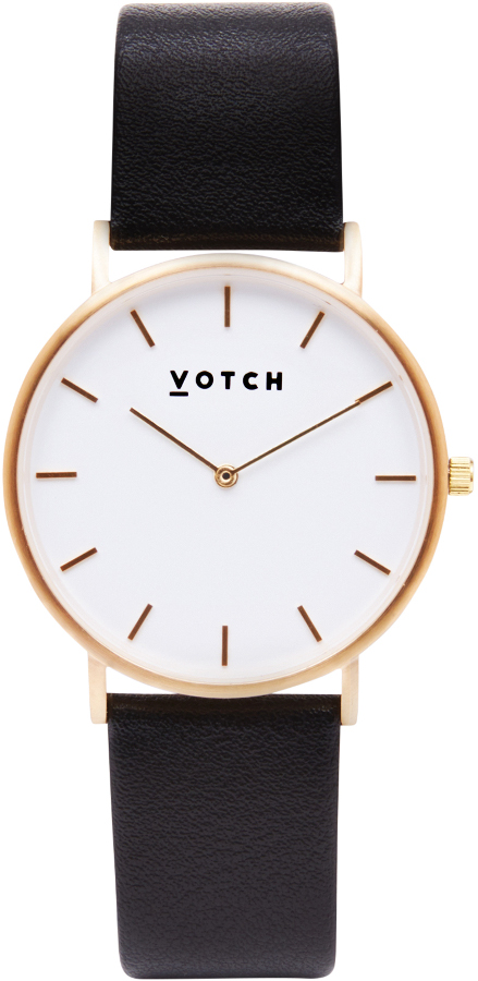 Votch Classic Collection Vegan Leather Watch - Black & Gold