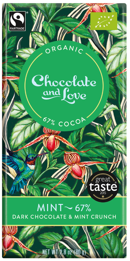 Chocolate & Love Organic Fairtrade Mint 67% Dark Chocolate Bar - 80g