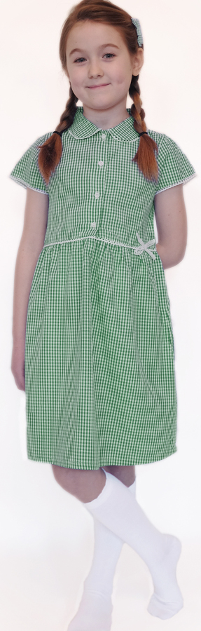 Organic Cotton Green Gingham Summer Dress - 8yrs Plus