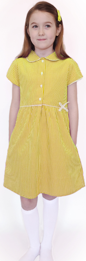 Organic Cotton Yellow Gingham Summer Dress - 11yrs Plus