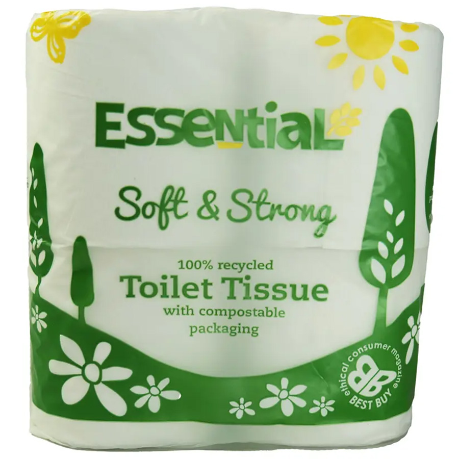 Essential Trading Soft Recycled Toilet Tissue - Compostable film - Pack of 4
