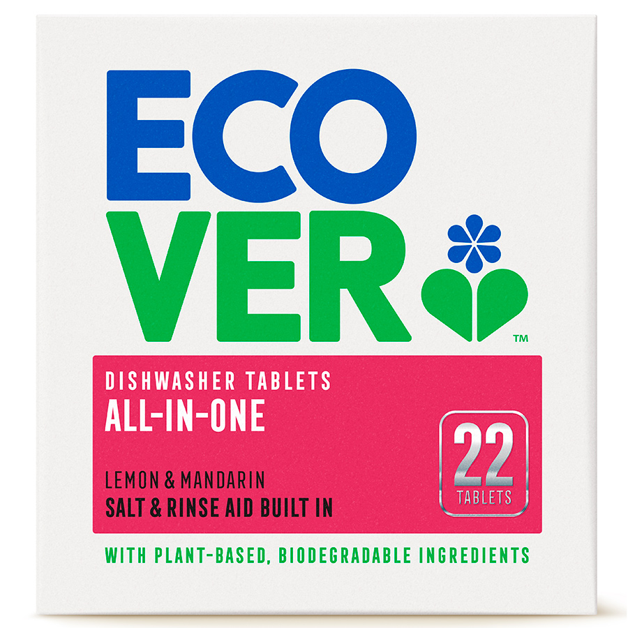 Ecover All-in-One Dishwasher Tablets - Lemon & Mandarin - 22 Tabs