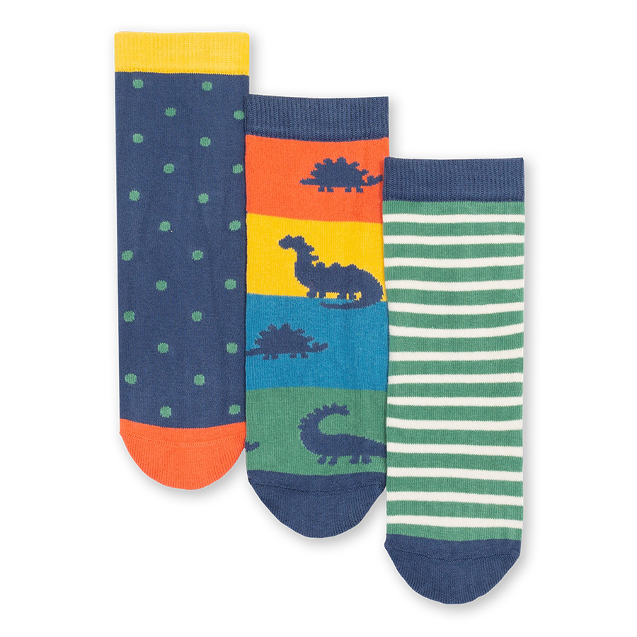 Kite Dino Stripe Socks - Pack of 3