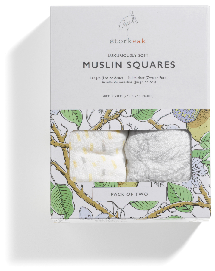 Storksak Garden & Raindot Muslin Squares - Pack of 2