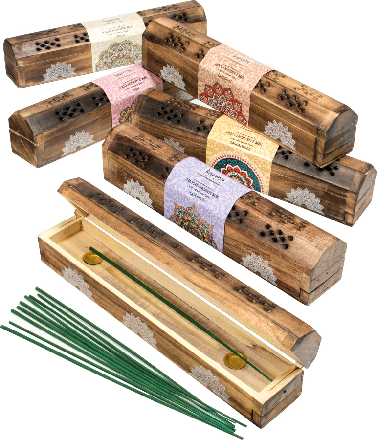 Download Wooden Incense Box with 10 Incense Sticks - Natural ...