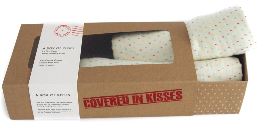 From Babies with Love A Box of First Kisses Muslin Square Gift Set