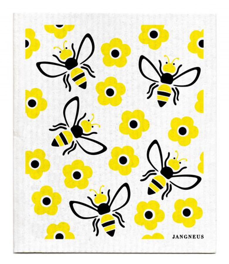Jangneus Design Yellow Bees Patterned Dish Cloths - Set of 4