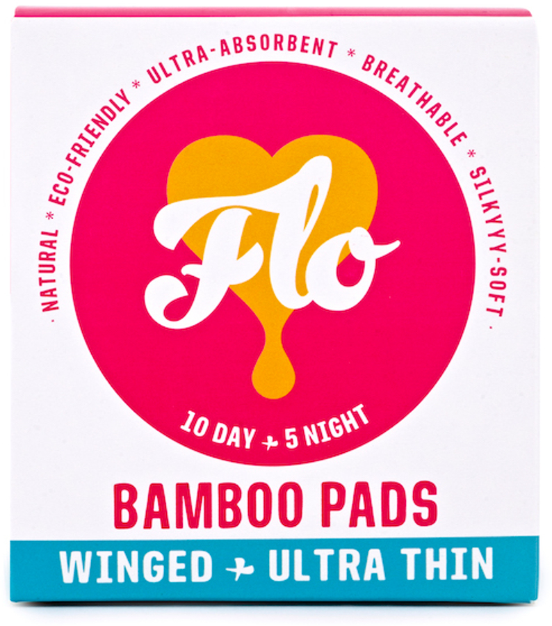 FLO Natural Bamboo Ultra Thin Winged Pads Day & Night Combo Pack - Pack of 15